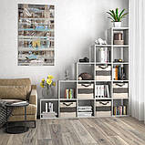 Стеллаж сходи з 15 відділеннями, полиця для книг і іграшок, розділювач кімнати, велика книжкова шафа, фото 4