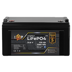 Акумулятор LP LiFePO4 25,6V - 100 Ah (2560Wh) (BMS 80A/80А) пластик Smart BT