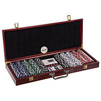 Набор для покера в деревянном кейсе Zelart IG-6645 500 фишек lk