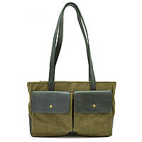 Женская сумка тоут из канвас и кожи TARWA REH-3930-3md с передними карманами LIKE