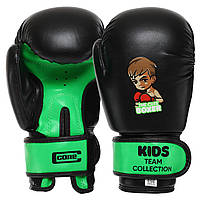 Перчатки боксерские детские CORE BO-8543 размер 2 унции цвет черный-салатовый lk
