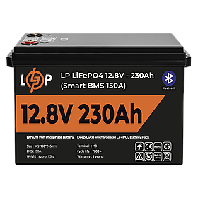 Акумулятор LP LiFePO4 12V (12,8V) - 230 Ah (2944Wh) (Smart BMS 150А) з BT пластик для ДБЖ