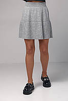 Вязаная юбка с имитацией плиссировки - серый цвет, L (есть размеры) LIKE