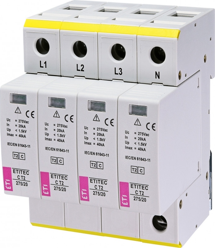 Обмежувач перенапруги ETITEC C T2 275/20 4+0, ETI