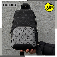 Louis vuitton avenue sling chess black grey Сумка Louis vuitton avenue Мужская сумка lv avenue sling pro черная-серая