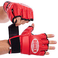 Перчатки для смешанных единоборств MMA кожвинил BOXER 5021 размер L цвет красный lk