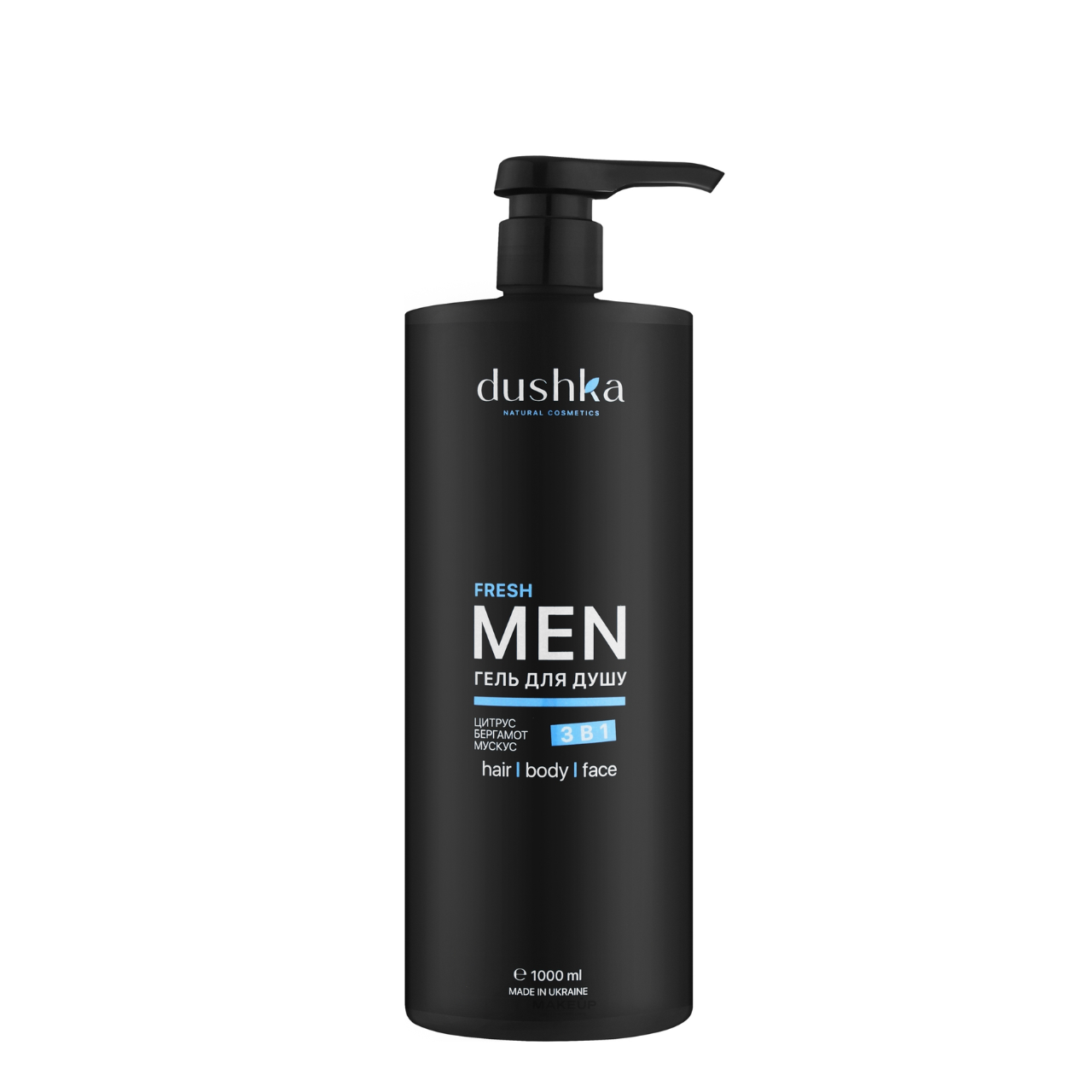 Гель для душу 3 в 1 Dushka Fresh чоловічий, 1000 мл, фото 1