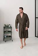 Мужской муслиновый халат на запах хаки банный халат для мужчин из муслина