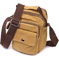 Отличная небольшая мужская сумка из плотного текстиля Vintage 22222 Песочный LIKE