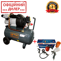 Поршневий олійний повітряний компресор GTM KAV3050 (2.2 кВт, 220 В, 8 атм, 290 л/хв, 50 л)