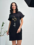 ✅ Жіноча сукня-футболка пряма на літо, коротка | Міні плаття з принтом та коротким рукавом | Норма та батал, фото 3