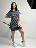 ✅ Жіноча сукня-футболка пряма на літо, коротка | Міні плаття з принтом та коротким рукавом | Норма та батал, фото 4