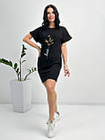 ✅ Жіноча сукня-футболка пряма на літо, коротка | Міні плаття з принтом та коротким рукавом | Норма та батал, фото 10