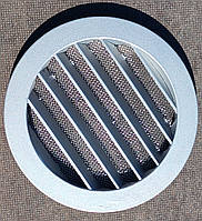 Решетка вентиляционная круглая алюминиевая наружная фасадная с сеткой ELC-100 диаметр 100 мм серый