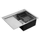 Мийка кухонна Lidz H6350R і змішувач Lidz Aria 015FL з висувним виливом, дозатором і кошиком, фото 4