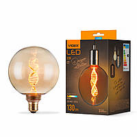 Светодиодная ретро лампа 3.5W E27 сфера G125 филамент янтарь 1800K 130 Lm Amber VIDEX Filament VL-DNA-G125-A