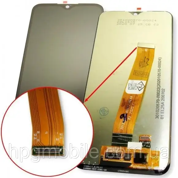 Дисплей Samsung A015M/А01 2020 (GH81-18209M) модуль (екран,сенсор) сервісний оригінал, широкий конектор, Чорний, фото 1