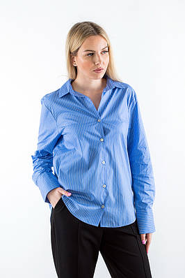 Сорочка жфноча пряма в смужку блакитна 16016 (2000000126210)