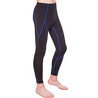 Компрессионные штаны тайтсы подростковые LIDONG LD-1202T размер 26, рост 125-135 цвет черный-синий lk