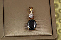 Кулон Xuping Jewelry овальный черный фианит 1,6 см золотистый