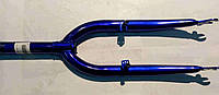 Вилка велосипедная жесткая (c креплением V-brake, 20) (синяя) DS