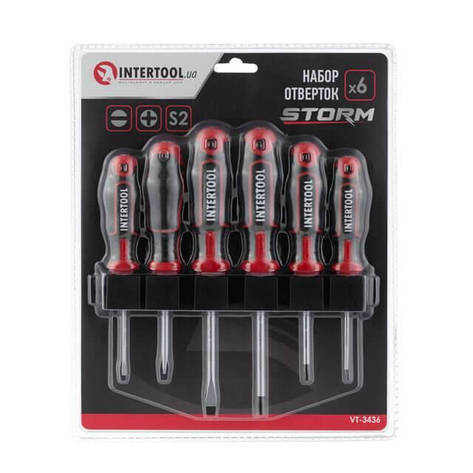 Набір викруток 6 од (SL3.0, SL5.0, SL6.0, PH0, PH1, PH2) INTERTOOL VT-3436, фото 1