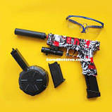 Дитячий іграшковий пістолет гель бластер Glock 17 на орбізах (водних кульках) Глушник Лазерний приціл 807-5, фото 3