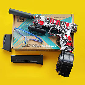 Дитячий іграшковий пістолет гель бластер Glock 17 на орбізах (водних кульках) Глушник Лазерний приціл 807-5