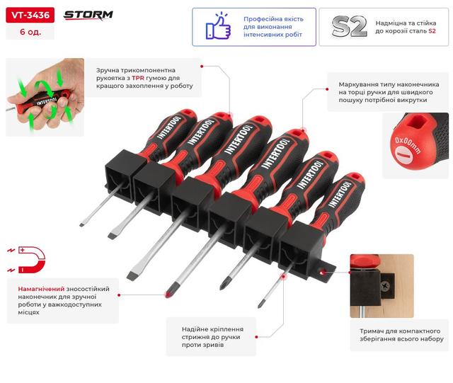 Професійний набір викруток INTERTOOL STORM VT-3436