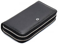 Чорний функціональний чоловічий гаманець-барсетка з натуральної шкіри ST Leather ST127 LIKE