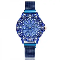 Женские часы Classic Diamonds, надежный кварцевый механизм Синий