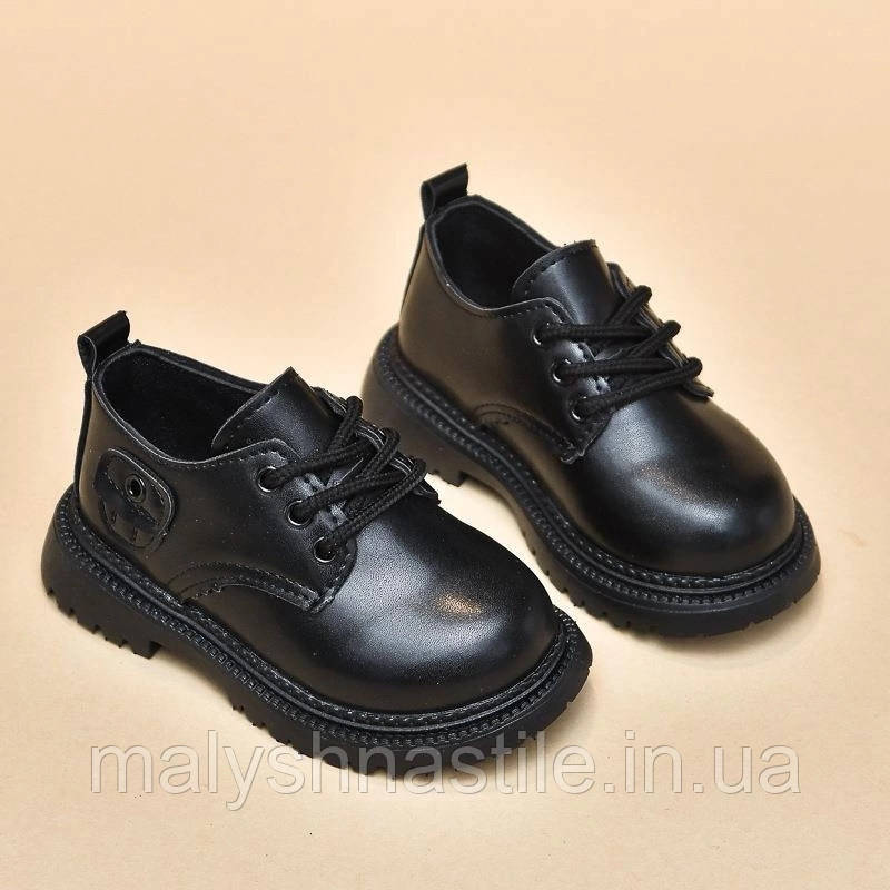 Дитячі туфлі для хлопчиків, класичні чорні туфлі під костюм для дітей