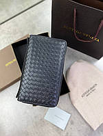 Клатч Bottega Veneta чорний шкіряний із двома блискавками k159