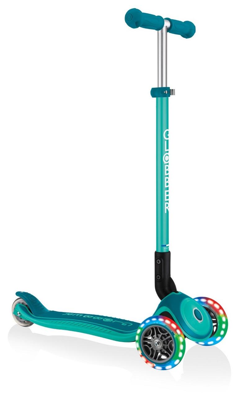 Самокат Globber Primo Foldable Plus Lights зелений колеса з підсвічуванням до 50кг (439-107)