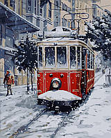 Картина по номерам Origami Старый красный трамвай LW 3088 40*50 производство Украина