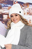 Комплект «Наомі» (шапка та шарф) Braxton білий 56-59 QT, код: 6160144