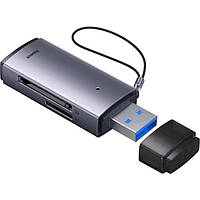 HUB Baseus WKQX060013 Lite Series USB-A для SD/TF Card Reader Сірий