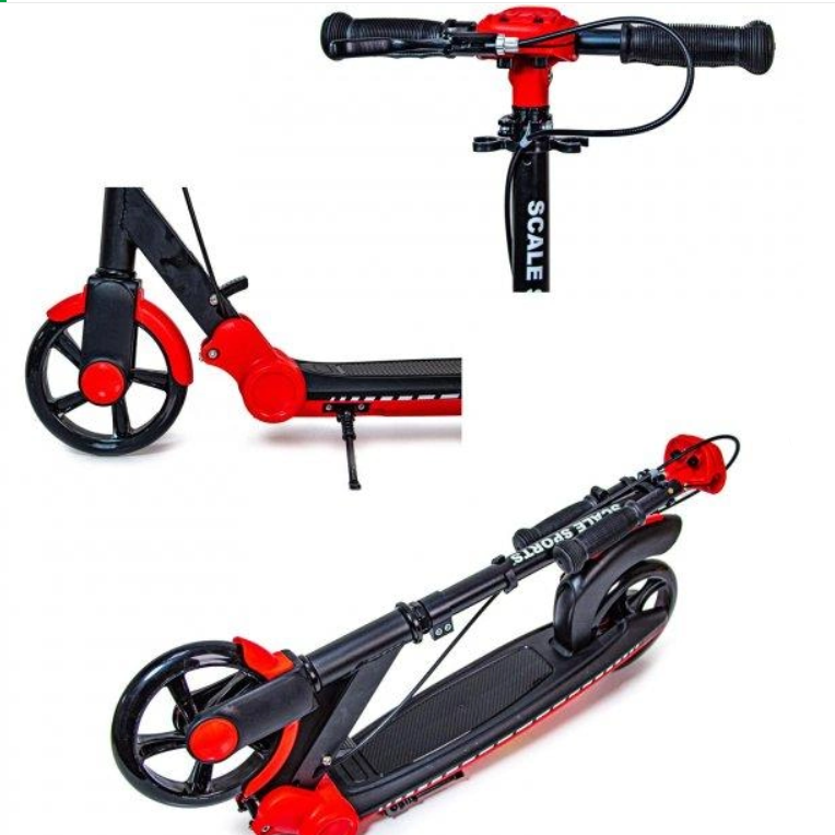 Дитячий складаний міський самокат "SCALE SPORTS SS-19 1309131214" з колесами 180 мм (чорно-червоний), фото 1