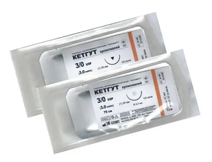 Шовний матеріал (кетгут хром) 3/0 колючий ОЛІМП