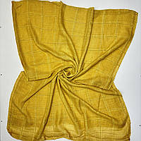 Классический мягкий шарф палантин с люрексом. Турецкий натуральный хлопковый женский палантин Желтый