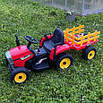 Дитячий електромобіль Трактор John Deere XMX 611 (червоний колір) з причепом, фото 10