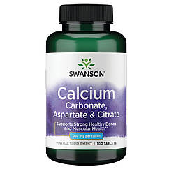 Кальцій Swanson Calcium 500 mg (Carbonate, Aspartat & Citrate), 100 таблеток