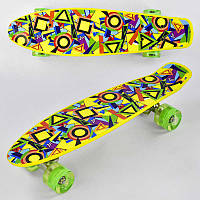 Скейт Пенни борд Best Board со светящимися PU колёсами Multicolor (74542) QT, код: 7413203