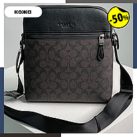 Coach bag Мужская сумка Coach Мужская сумка мессенджер coach Сумка coach beige Кожаные сумки coach коричневый