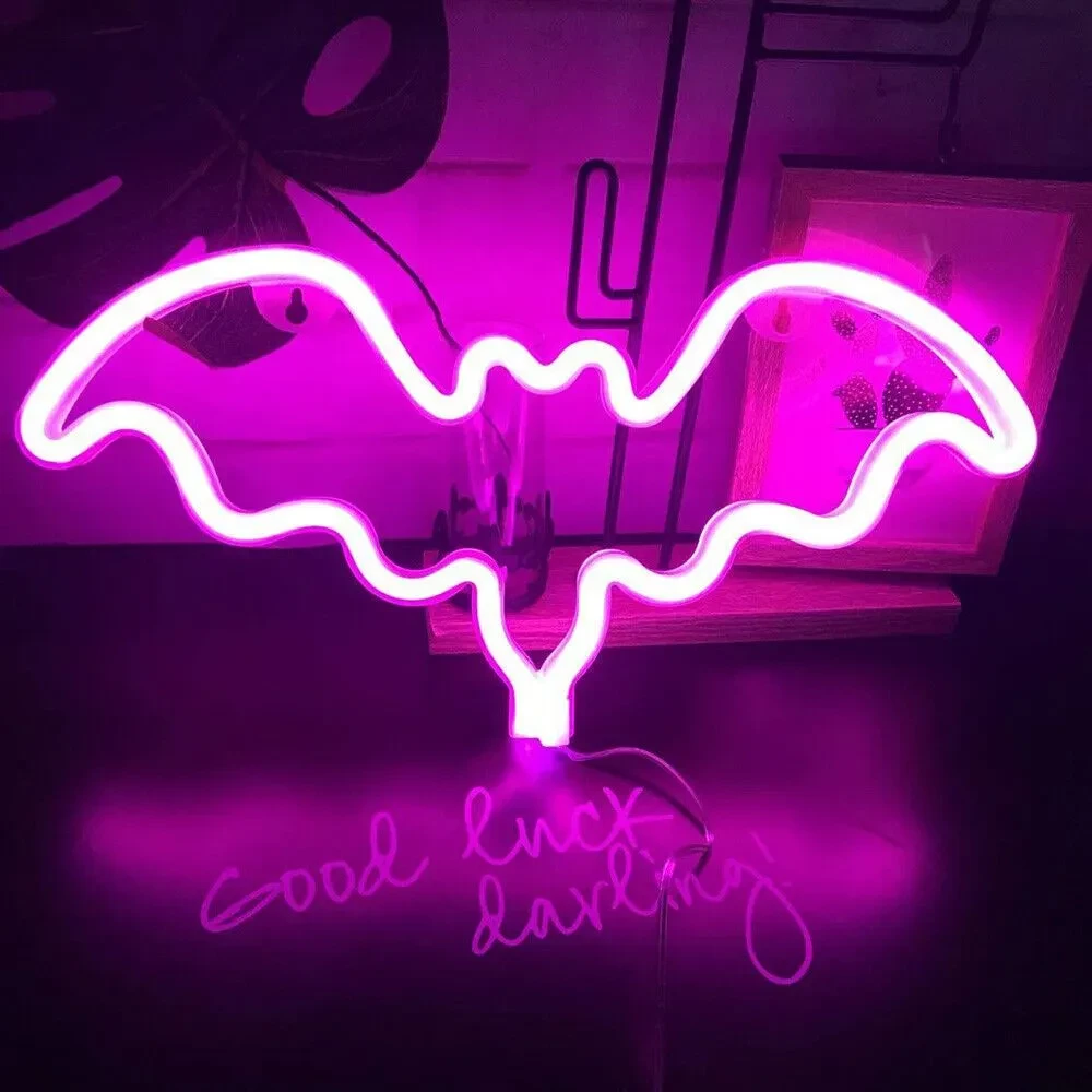 Настінний світильник Кажан Bat на батарейках і USB Неоновий світлодіодний нічник
