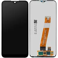 Дисплей для Samsung A015M/А01 2020 (GH81-18209M) модуль с рамкой, сервисный оригинал, широкий коннектор,Черный