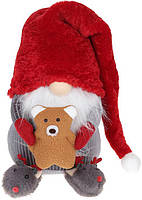 Декоративная игрушка Гномик с медведем 72см красный с серым BonaDi DP219344 QT, код: 8260415