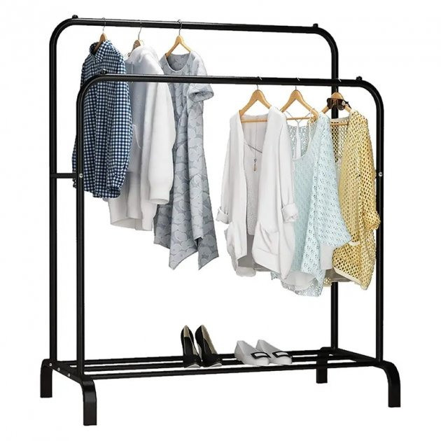 Двойная вешалка стойка 110х54см, до 30 кг Double floor Hanger / Напольная стойка для одежды с полкой для - фото 1 - id-p2177253603