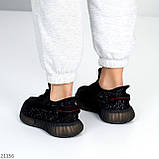 Актуальні молодіжні високі чорні текстильні кросівки на літо взуття жіноче, фото 5