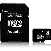 Карта пам'яті Silicon Power microSDHC 8GB W-4 MB/s, R-4 MB/s Class 4 (SP008GBSTH004V10SP) + SD Adapter